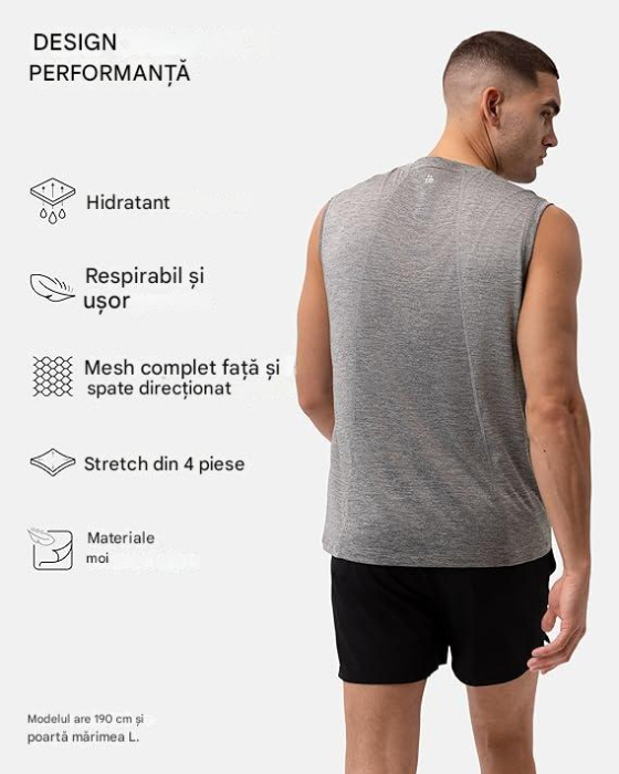 Maiou sport respirabil pentru barbati, elastic, gri XL [3]