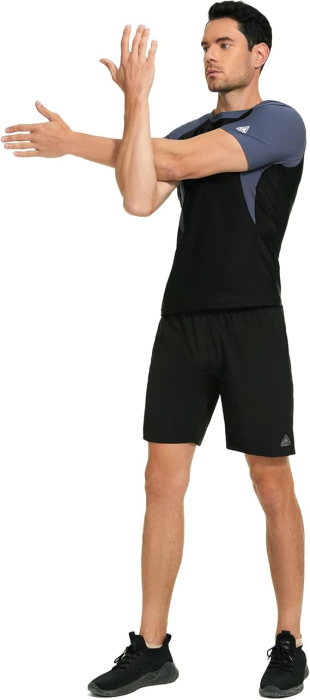 Tricou sport respirabil pentru barbati, elastic, protectie UV, negru cu albastru M [6]