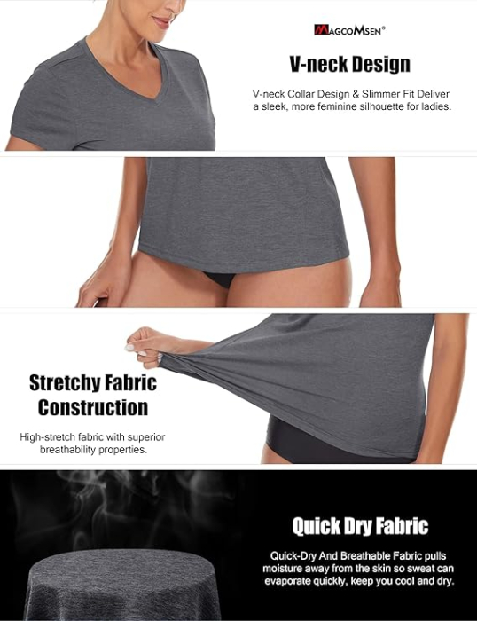 Tricou sport respirabil pentru femei,  Gri L [6]