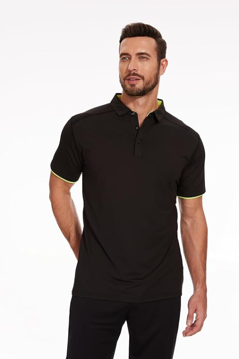 Tricouri polo slim pentru barbati, set 3 bucati Negru/Gri/Albastru Închis S [2]