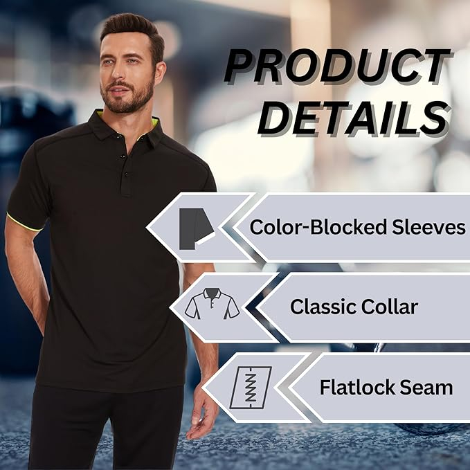 Tricouri polo slim pentru barbati, set 3 bucati Negru/Gri/Albastru Închis S [6]