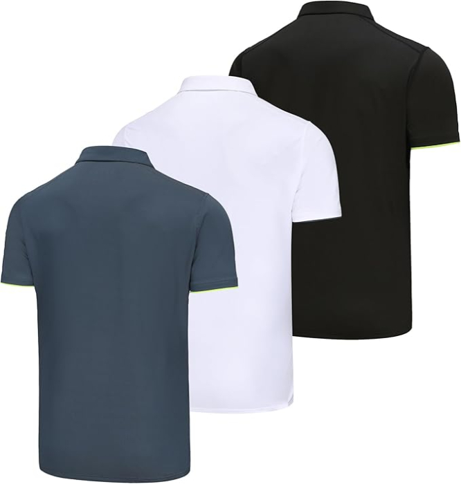 Tricouri polo slim pentru barbati, set 3 bucati Negru/Alb/Gri S [3]