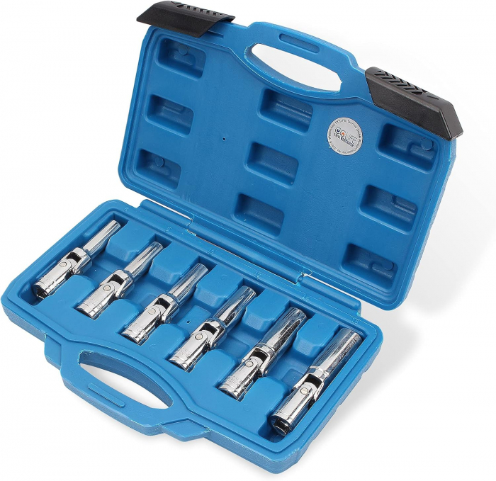 Trusa 6 tubulare 3/8" lungi articulate pentru inlocuit buji 8, 9, 10, 12, 14, 16mm [4]