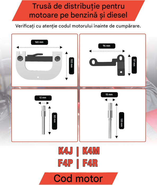 Kit Calare Distribuție RUIZHI Renault 1.4–2.0 16V, K4J, K4M, F4P, F4R [2]