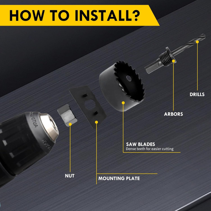 Trusa carote Ø19mm-152mm 19 bucati, adancime de taiere 25mm pentru lemn, plastic, gips-carton [4]