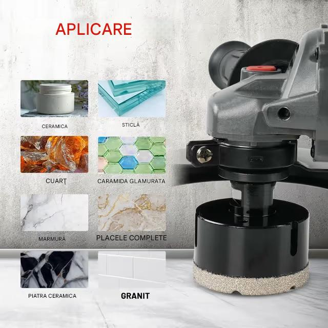 Trusa carote diamantate 6-65 mm + freza diamantata conica, prindere 1 / 4", 9 bucati [5]