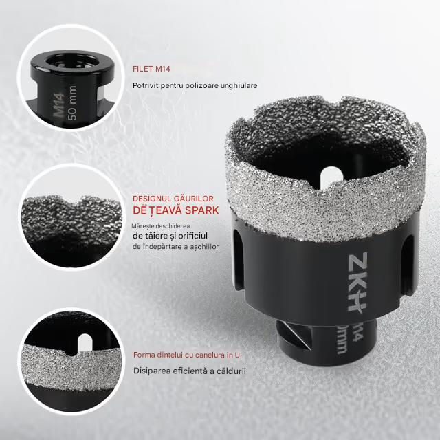 Trusa carote diamantate 6-65 mm + freza diamantata conica, prindere 1 / 4", 9 bucati [3]