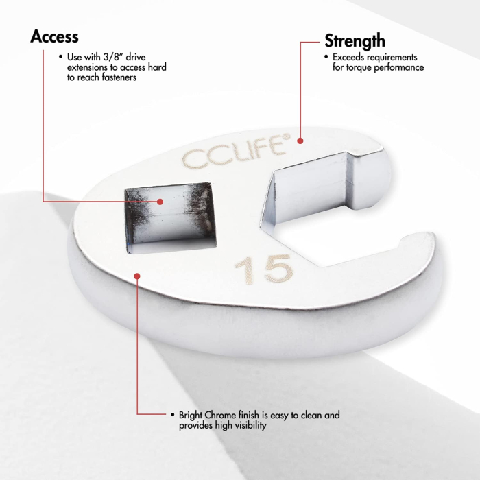 Trusa 10 chei Crowfoot 10-22mm pentru patrat 3/8" pe suport din spuma [2]