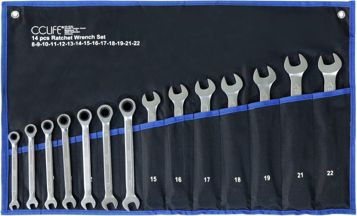 Set de 14 chei combinate fixe si cu clichet reversibil 8-22mm [7]