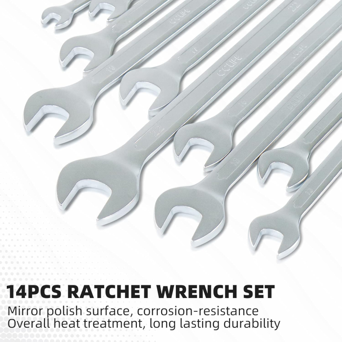 Set de 14 chei combinate fixe si cu clichet reversibil 8-22mm [6]