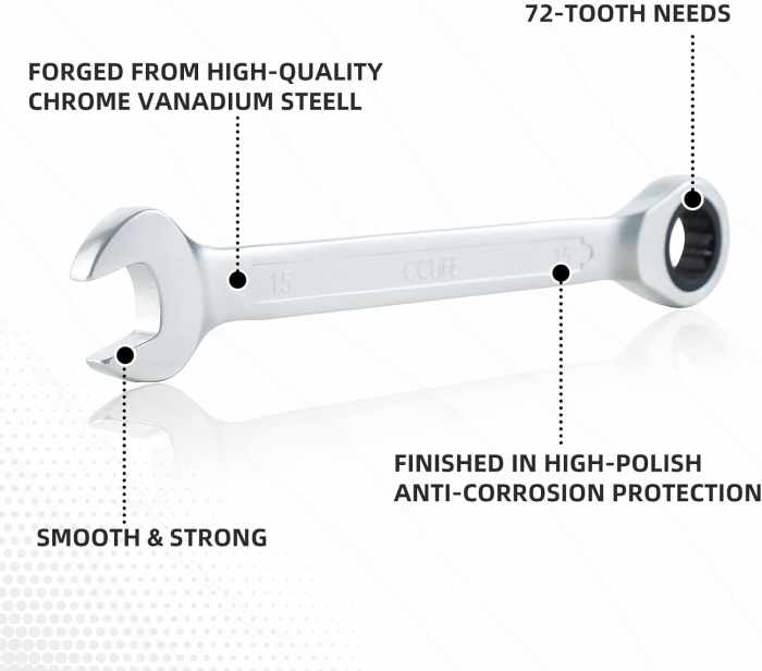 Set de 14 chei combinate fixe si cu clichet reversibil 8-22mm [4]
