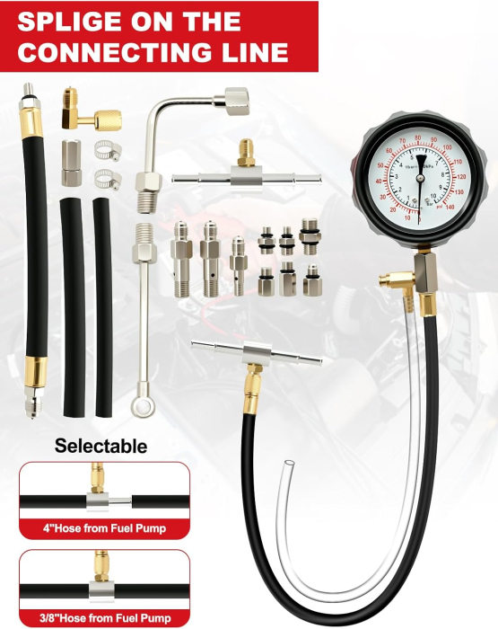 Trusa de verificat presiunea de combustibil 0-140PSI (10 bari), 19 piese [6]