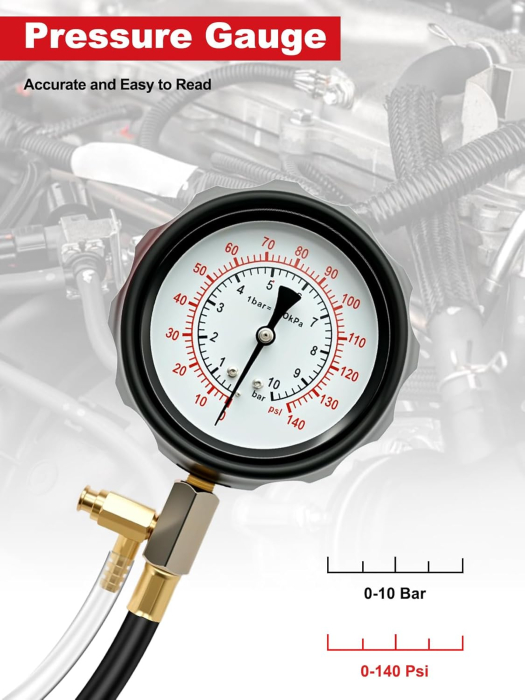 Trusa de verificat presiunea de combustibil 0-140PSI (10 bari), 19 piese [3]