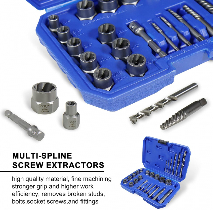 Trusa extractoare 3/8" pentru piulite si suruburi deteriorate 8-19mm 26 piese [7]