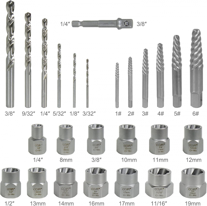 Trusa extractoare 3/8" pentru piulite si suruburi deteriorate 8-19mm 26 piese [6]