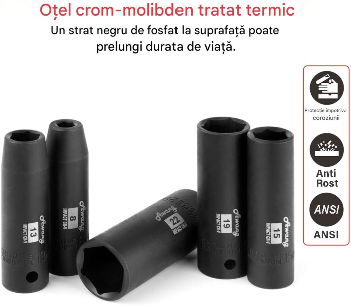 Trusa de 19 tubulare cu impact cu prelungitoare– 1/2'' 8-24mm [2]