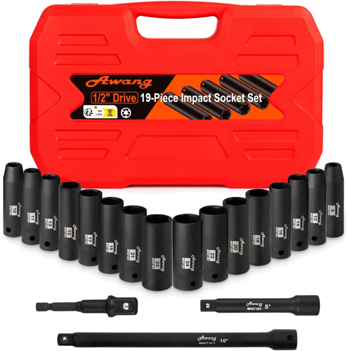 Trusa de 19 tubulare cu impact cu prelungitoare– 1/2'' 8-24mm [1]