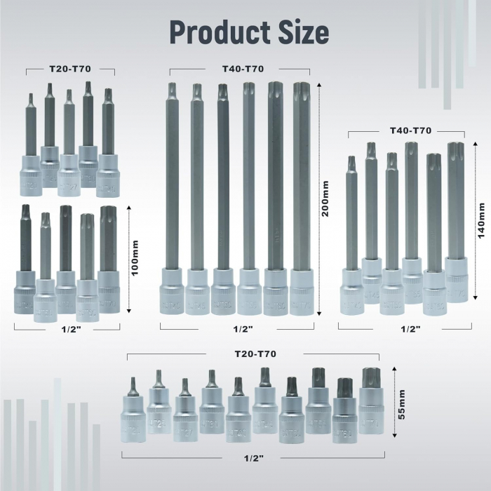 Trusa tubulare cu capete torx 32 piese T20-T70 [3]