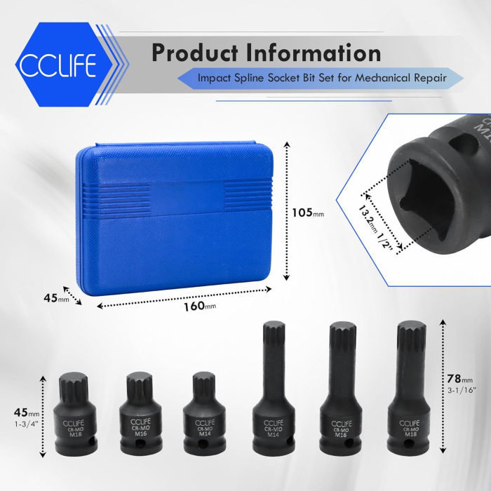 Trusa imbusuri de impact lungi si scurte, slot 1/2", M14, M16, M18 [2]