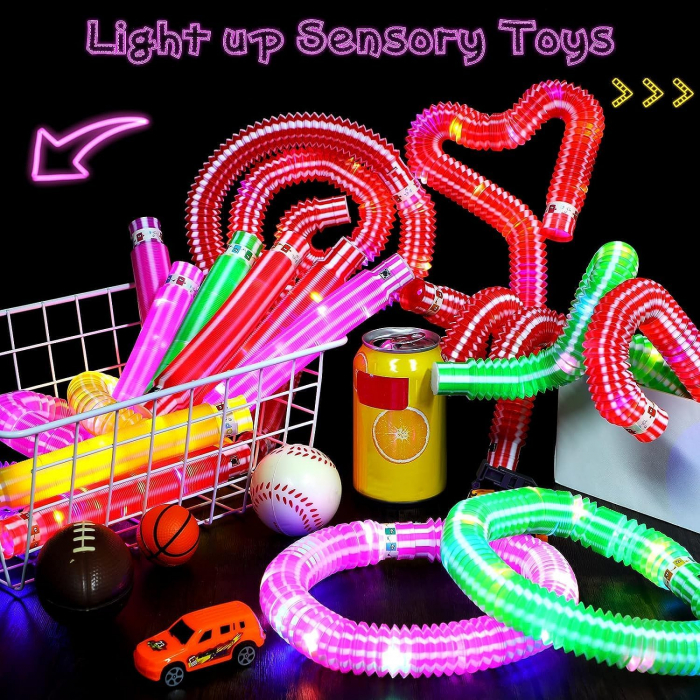 Tuburi strălucitoare cu LED, extensibile, multicolore din plastic- set 12 bucati [4]
