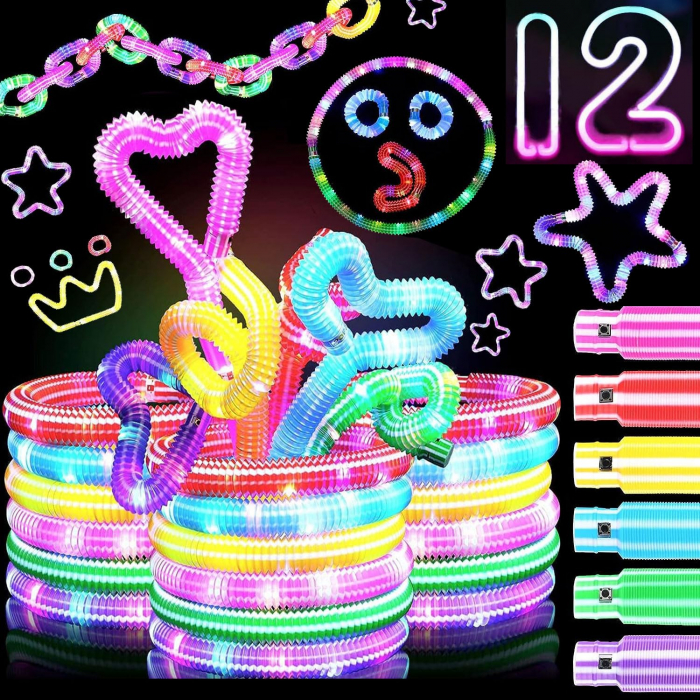 Tuburi strălucitoare cu LED, extensibile, multicolore din plastic- set 12 bucati [1]