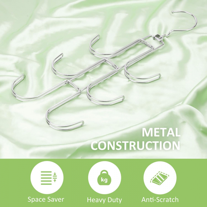 Umerase rotative din metal cu 6 carlige, set 2 buc arginti [5]