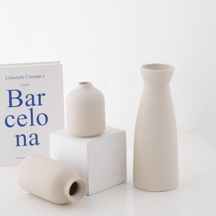 Set de 3 vaze ceramice bej [8]
