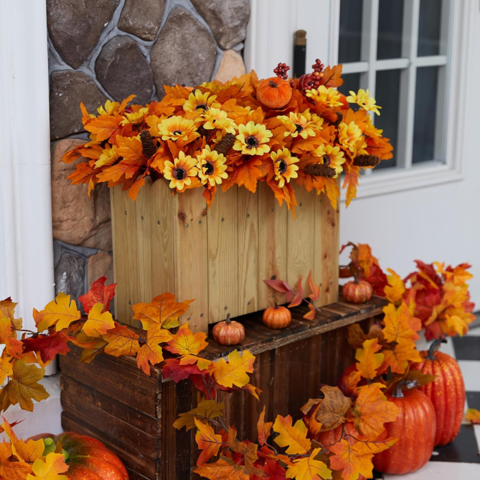 Flori ornamentale artificiale, floarea soarelui, artar, dovleci [4]