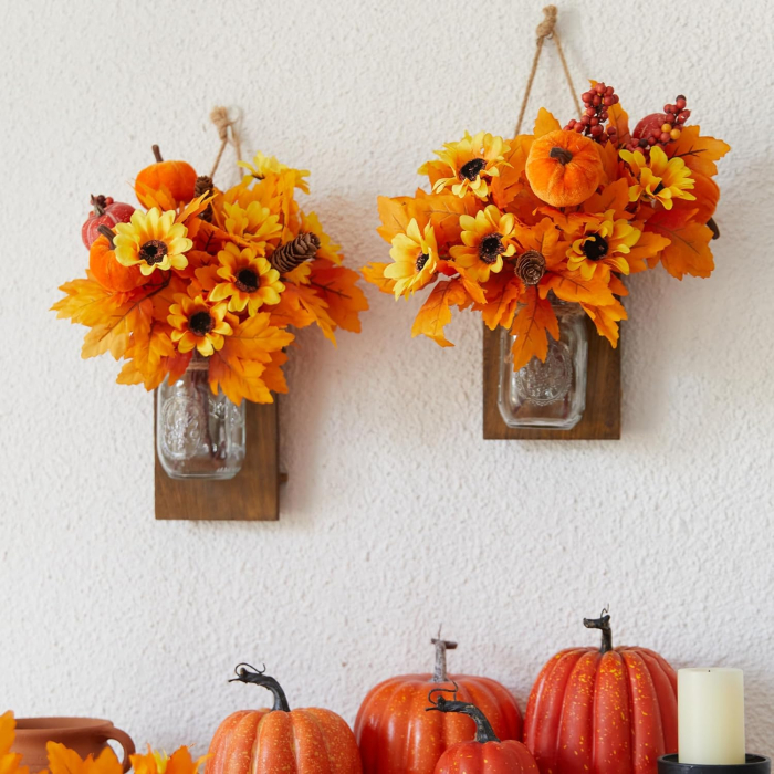 Flori ornamentale artificiale, floarea soarelui, artar, dovleci [6]