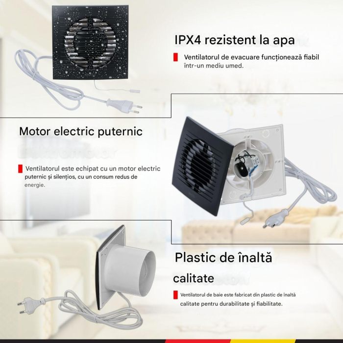 Ventilator baie de 100 mm cu cablu de tragere și ștecher [6]