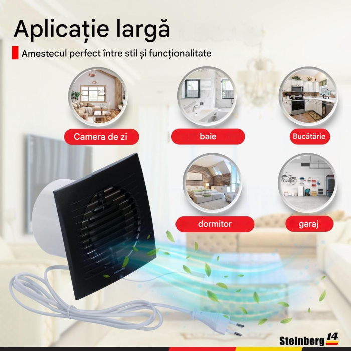 Ventilator baie de 100 mm cu cablu de tragere și ștecher [3]