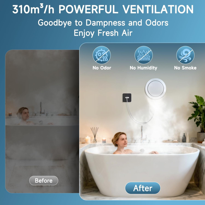 Ventilator electric 100mm de baie cu 2 cai de ventilatie, 3 viteze, 25-35DBL, 310m3/h, telecomanda [6]