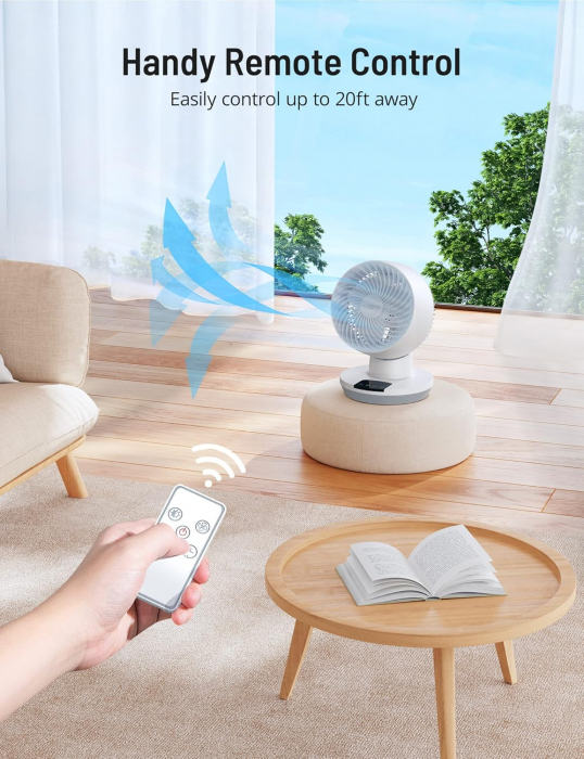 Ventilator de masă cu cronometru de 8 ore, înclinare de 90 de grade, 3 viteze, Ecran LED, Touch Control [7]