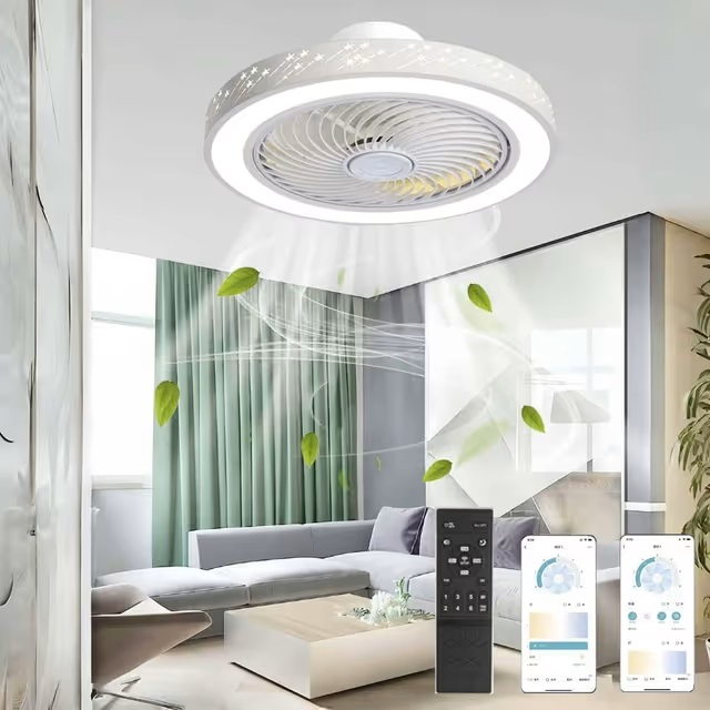 Ventilator de tavancu 6 trepte cu lumină LED reglabilă în 3 culori și telecomandă [2]