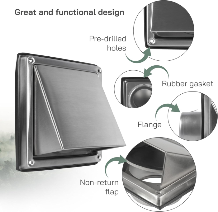 Capac din otel inoxidabil cu clapeta pentru evacuarea sistem ventilatie sau hota 100mm [3]