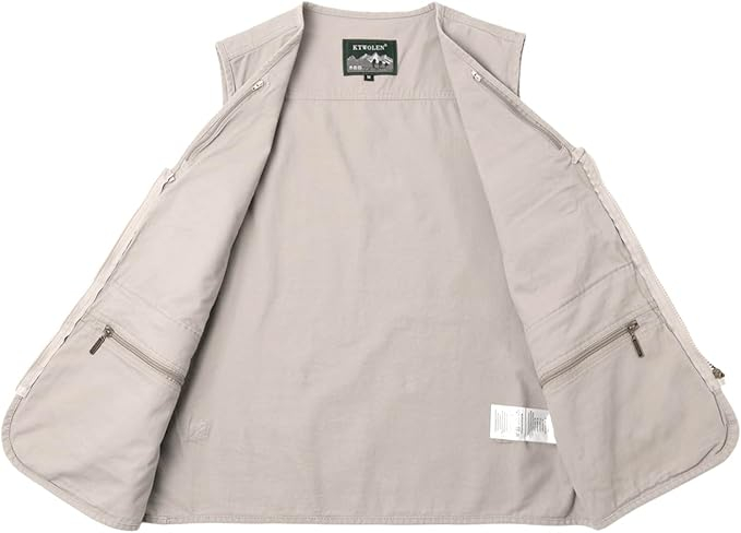 Vesta crem din denim, cu fermoar si buzunare pentru iesiri in natura, 5XL [4]