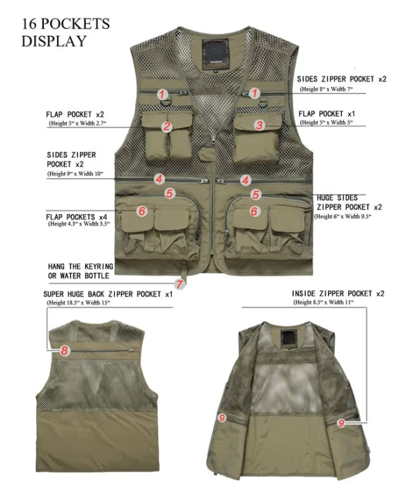 Vesta albastra cu fermoar si buzunare pentru iesiri in natura, 3XL [3]