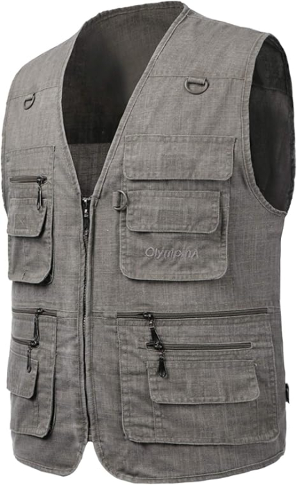 Vesta barbateasca gri cu fermoar si buzunare pentru iesiri in natura, 3XL [2]