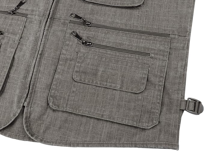 Vesta barbateasca gri cu fermoar si buzunare pentru iesiri in natura, 3XL [5]