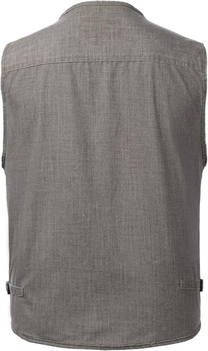 Vesta barbateasca gri cu fermoar si buzunare pentru iesiri in natura, 5XL [3]