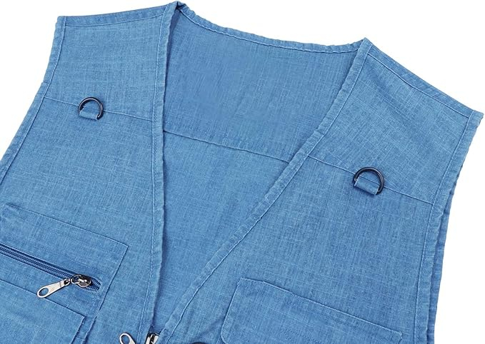 Vesta albastra din denim, cu fermoar si buzunare pentru iesiri in natura, 7XL [4]