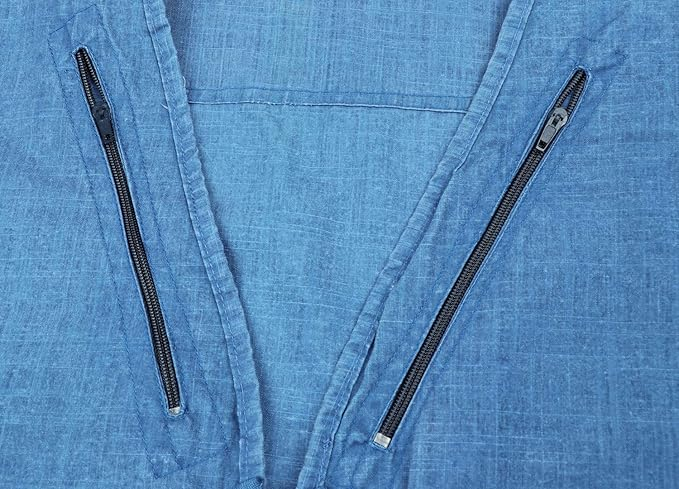 Vesta albastra din denim, cu fermoar si buzunare pentru iesiri in natura, 6XL [5]