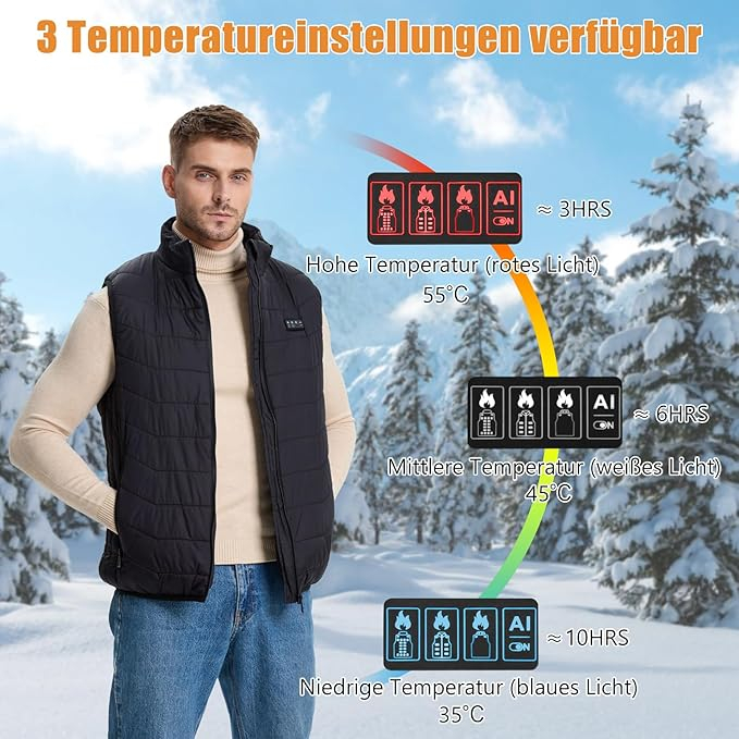 Vesta neagra usoara, respirabila, cu sistem incalzire, 2XL [3]