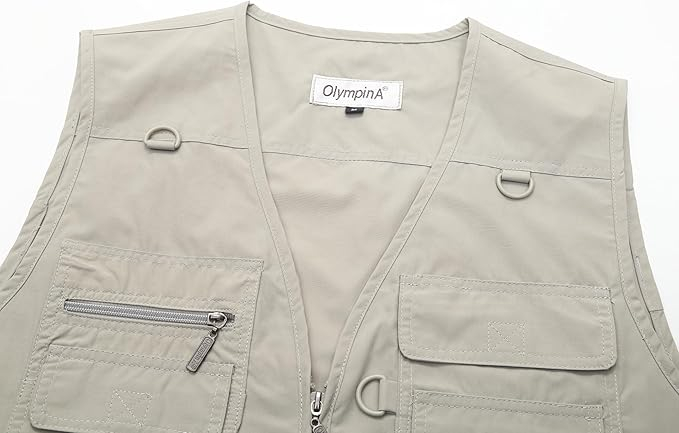 Vesta din denim, cu fermoar si buzunare pentru iesiri in natura, Crem 2XL [3]