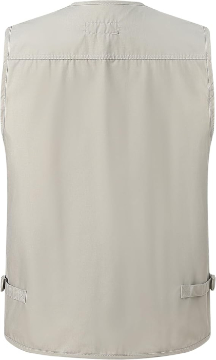 Vesta din denim, cu fermoar si buzunare pentru iesiri in natura, Crem 2XL [2]