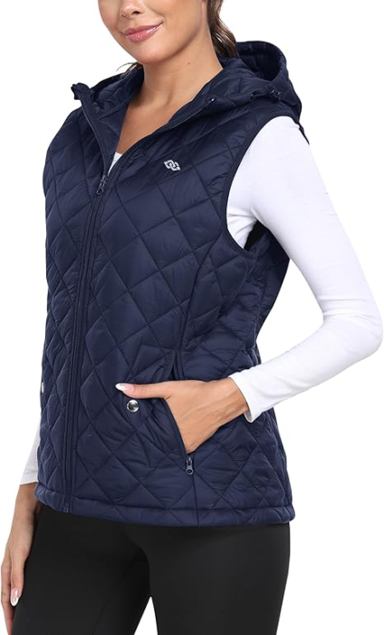 Vesta albastra usoara, captusita, respirabila, cu buzunare laterale si gluga, XL [4]