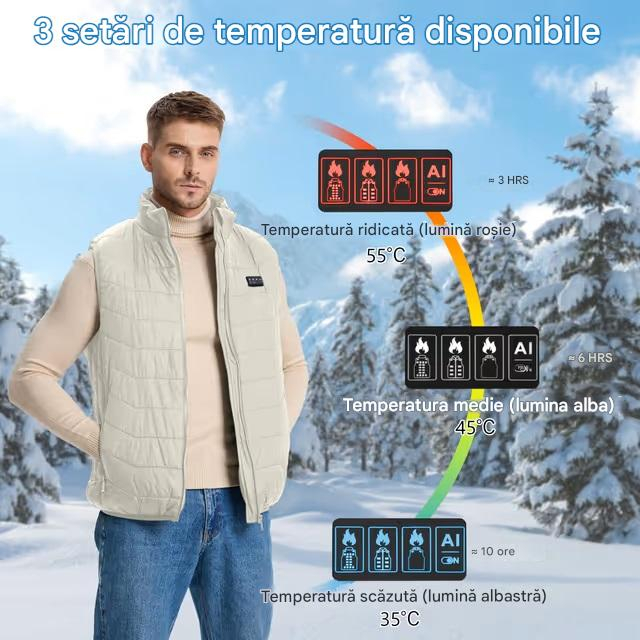 Vesta crem usoara pentru barbati, respirabila, cu sistem incalzire, L [4]