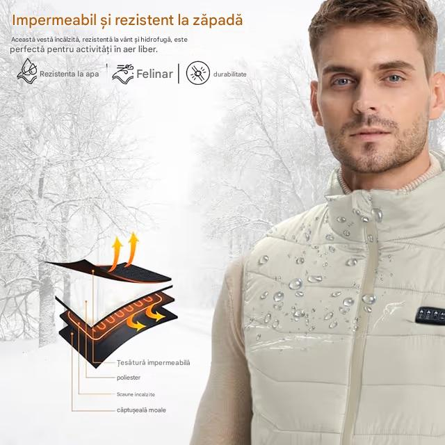 Vesta crem usoara pentru barbati, respirabila, cu sistem incalzire, L [5]
