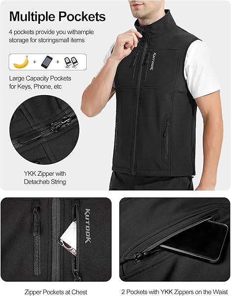 Vesta neagra, usoara, captusita, respirabila, cu buzunare laterale, XL [4]