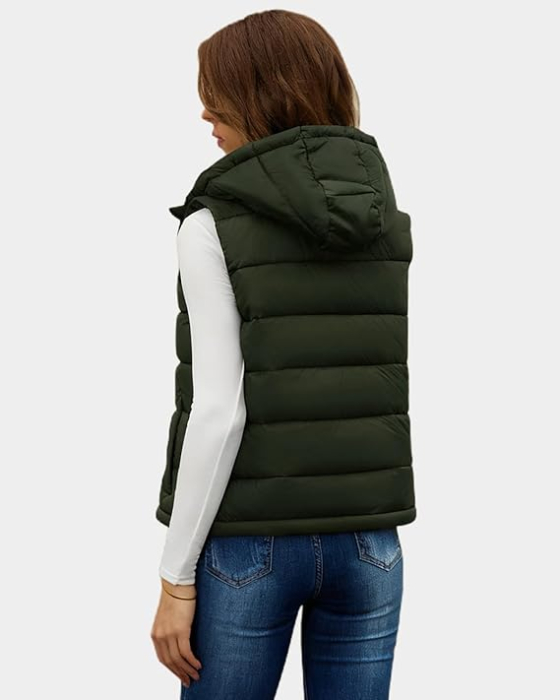 Vesta Verde usoara, matlasata, respirabila, cu buzunare laterale si gluga XL [4]